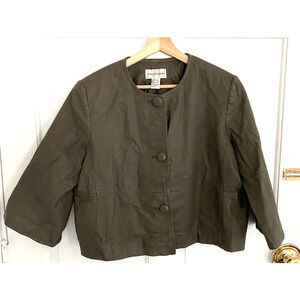 Newport News - Genuine brown leather lined coat women's size Large
